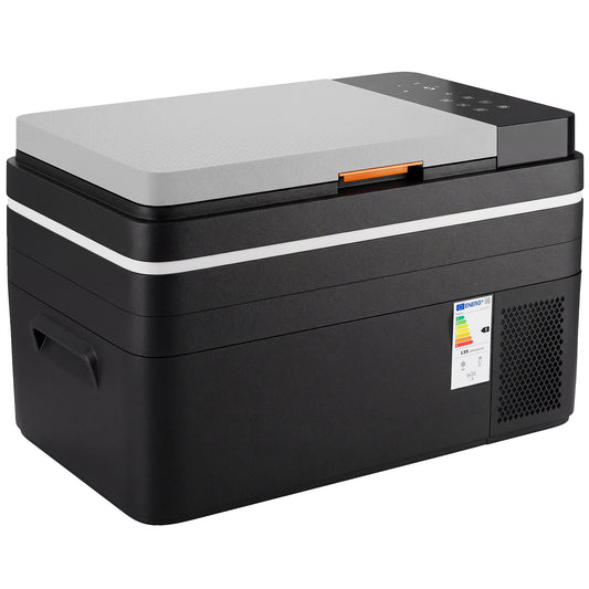 Photo of Outsunny 30L Compressor Car Fridge Freezer, Camping Refrigerator with App Control, 12/24V DC and 100-240V AC, Black in Black colour on a white background