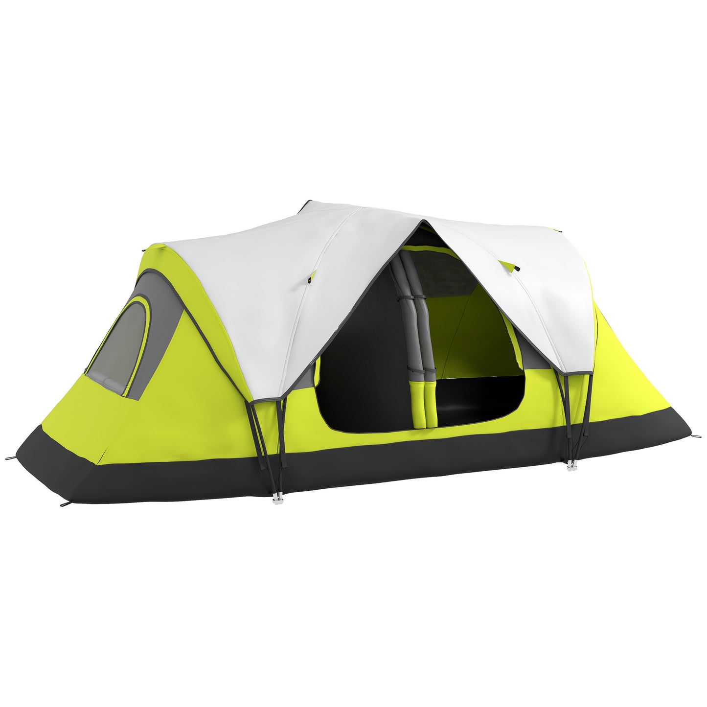 Photo of Outsunny Camping Tent for 6-8 Man with 2000mm Waterproof Rainfly and Carry Bag for Fishing Hiking Festival, Yellow in Yellow colour on a white background