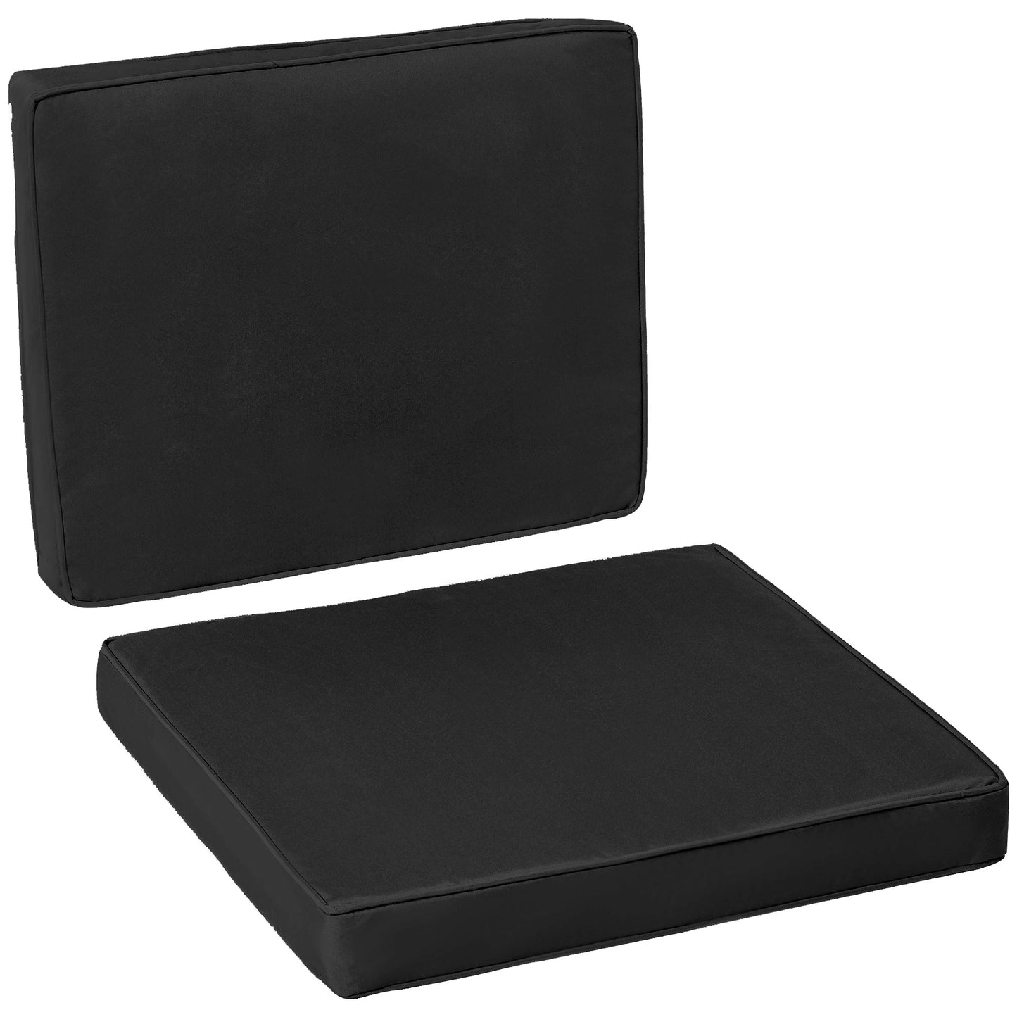 Photo of Outsunny 2 Piece Garden Chair Cushions with 1 Seat Cushion 1 Back Pad for Rattan Sofa Chair, Outdoor Seat Pads for Indoor and Outdoor Use, Black in Black colour on a white background