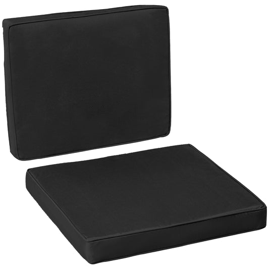 Photo of Outsunny 2 Piece Garden Chair Cushions with 1 Seat Cushion 1 Back Pad for Rattan Sofa Chair, Outdoor Seat Pads for Indoor and Outdoor Use, Black in Black colour on a white background