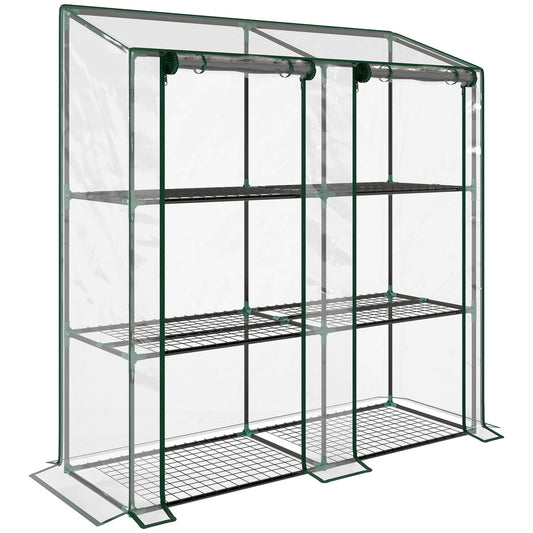 Photo of Outsunny 46 x 143cm Three-Shelf Mini Greenhouse - Clear in Clear colour on a white background