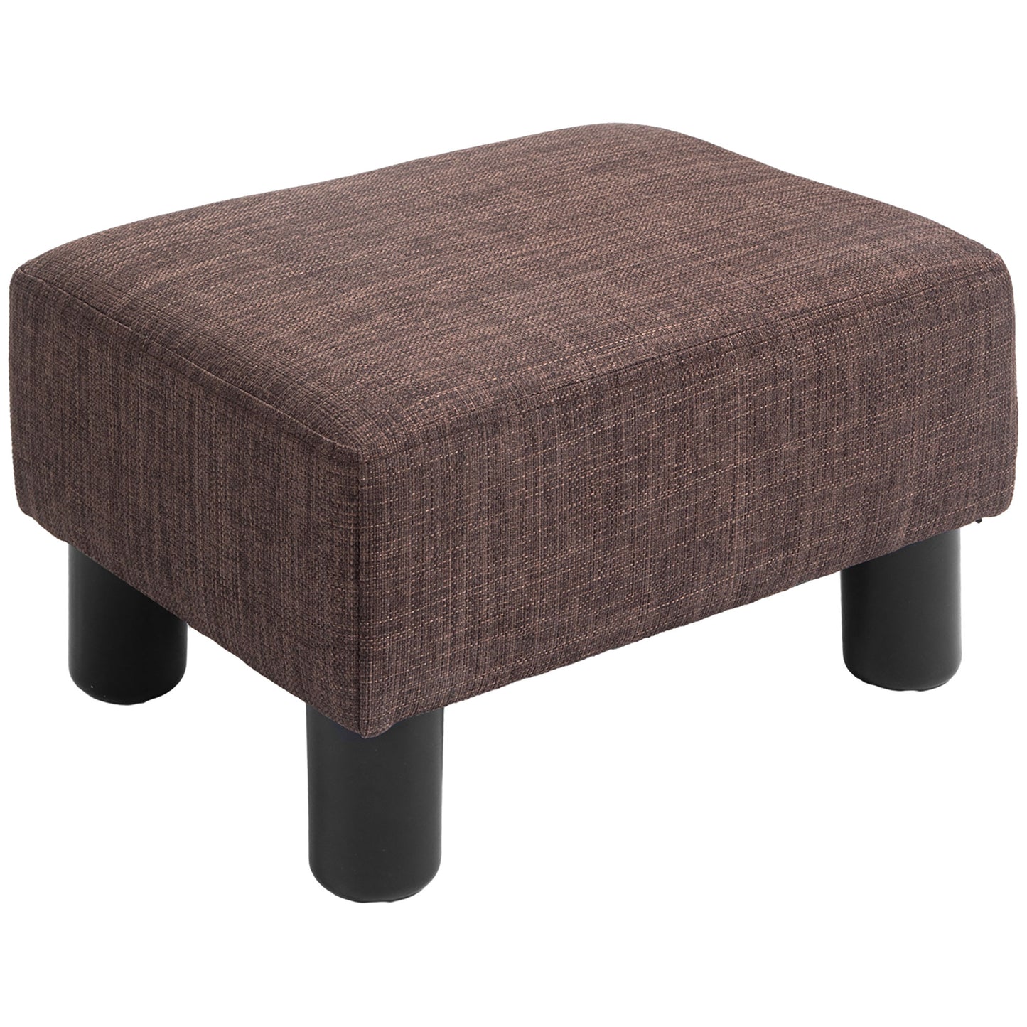 Photo of HOMCOM Linen Fabric Footstool Ottoman Cube with 4 Plastic Legs, Brown in Brown colour on a white background