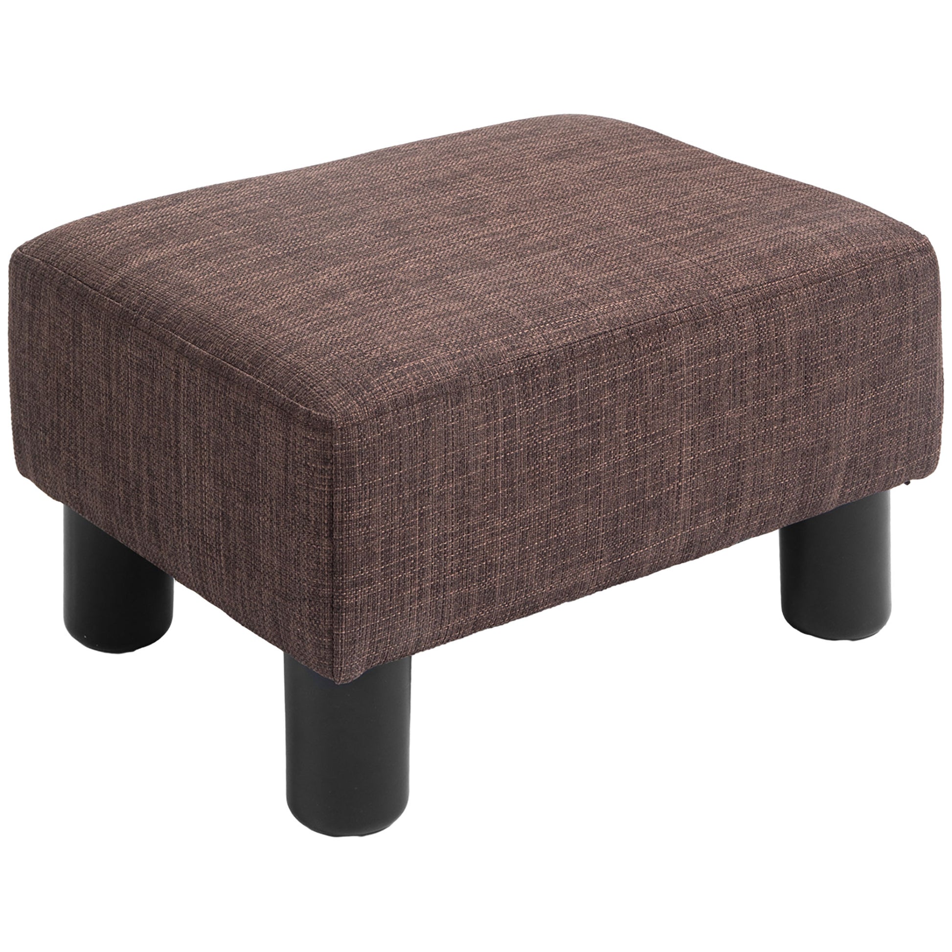 Photo of HOMCOM Linen Fabric Footstool Ottoman Cube with 4 Plastic Legs, Brown in Brown colour on a white background