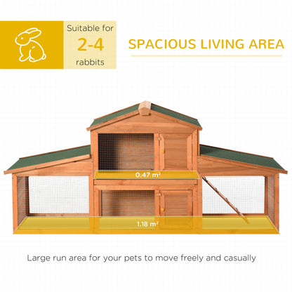 PawHut rabbit hutch with spacious wire-mesh run and separate living areas