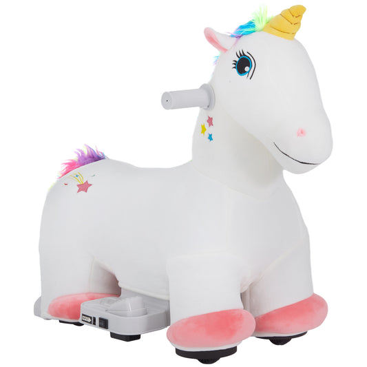 Photo of AIYAPLAY 6V Electric Ride on Unicorn, Battery Powered Kids Ride on Animal Toy with Music, Forward Control, for Ages 18-36 Months in Months colour on a white background