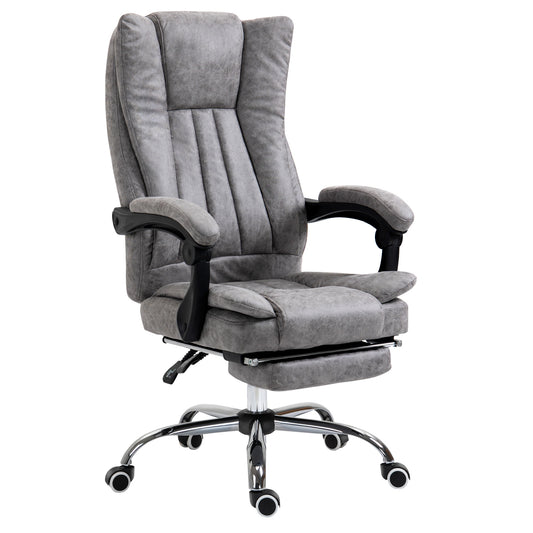 Photo of Vinsetto Home Office Chair Microfibre Desk Chair with Reclining Function Armrests Swivel Wheels Footrest Grey in Grey colour on a white background