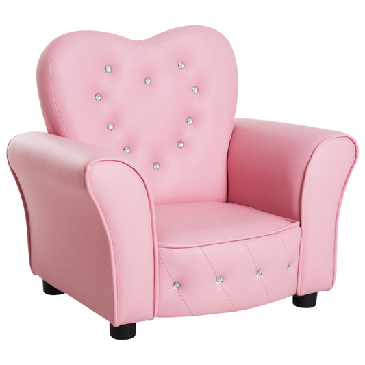 Photo of HOMCOM Kids Armchair Toddler Chair Seating Relax Playroom Seater Girl Princess Pink in Pink colour on a white background