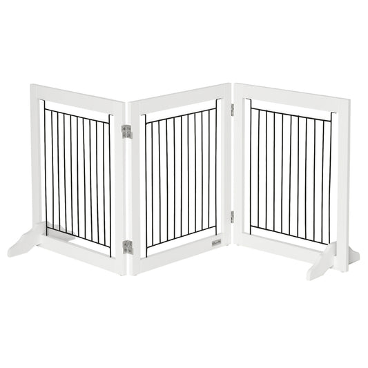Photo of PawHut Foldable Pet Gate, with Three Panels & Two Support Feet - White in White colour on a white background