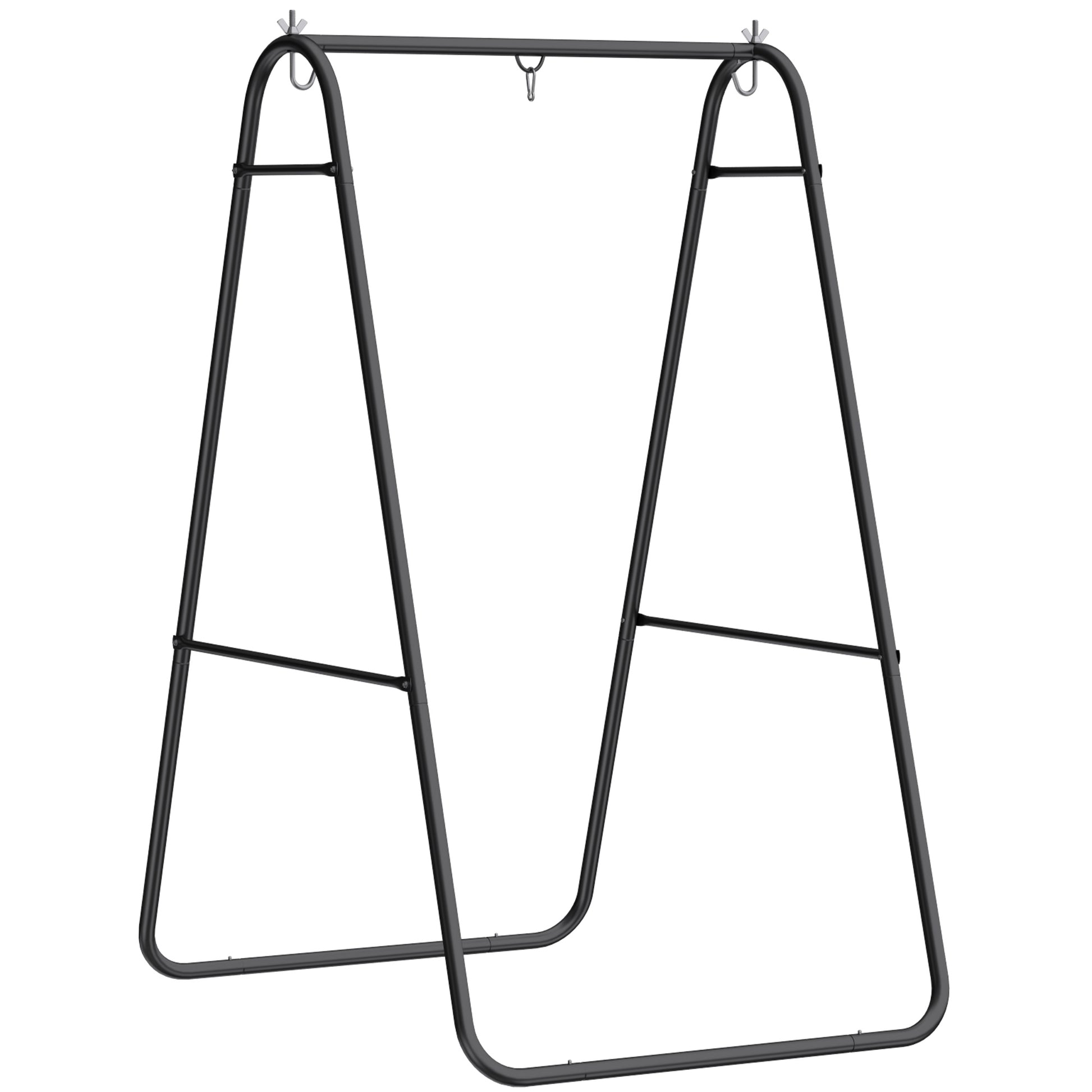 Photo of Outsunny Hammock Chair Stand Only 150KG Load Capacity for Indoor Outdoor, Black in Black colour on a white background