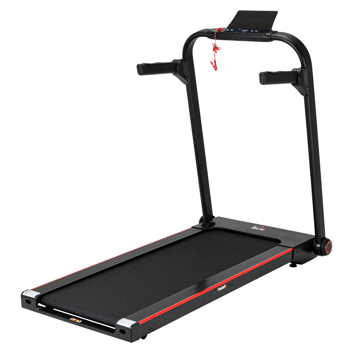 Photo of HOMCOM 750W Folding Treadmill, 1-14km/h Electric Running Machine w/ Wheels, Safety Button, LED Monitor, Phone Holder for Home Office Jogging Fitness Exercise Workout in Workout colour on a white background