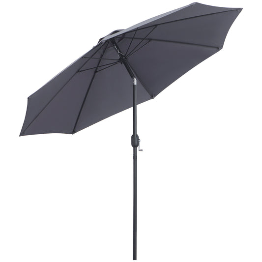 Photo of Outsunny 2.7M Garden Parasol Umbrella with Glass Fibre Ribs and Aluminium Frame, Tilting Sun Shade Shelter Canopy, Charcoal Grey in Grey colour on a white background