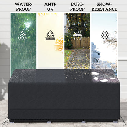Outsunny black patio furniture cover shown with weather protection features