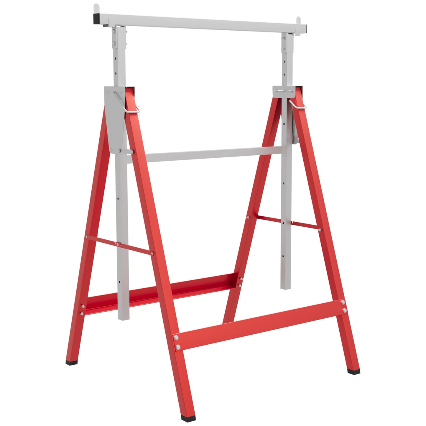 Photo of HOMCOM Set of 2 Adjustable Telescopic Builders Trestle, DIY Steel Work Bench Carpenter, Folding Saw Horse Tools Red in Red colour on a white background