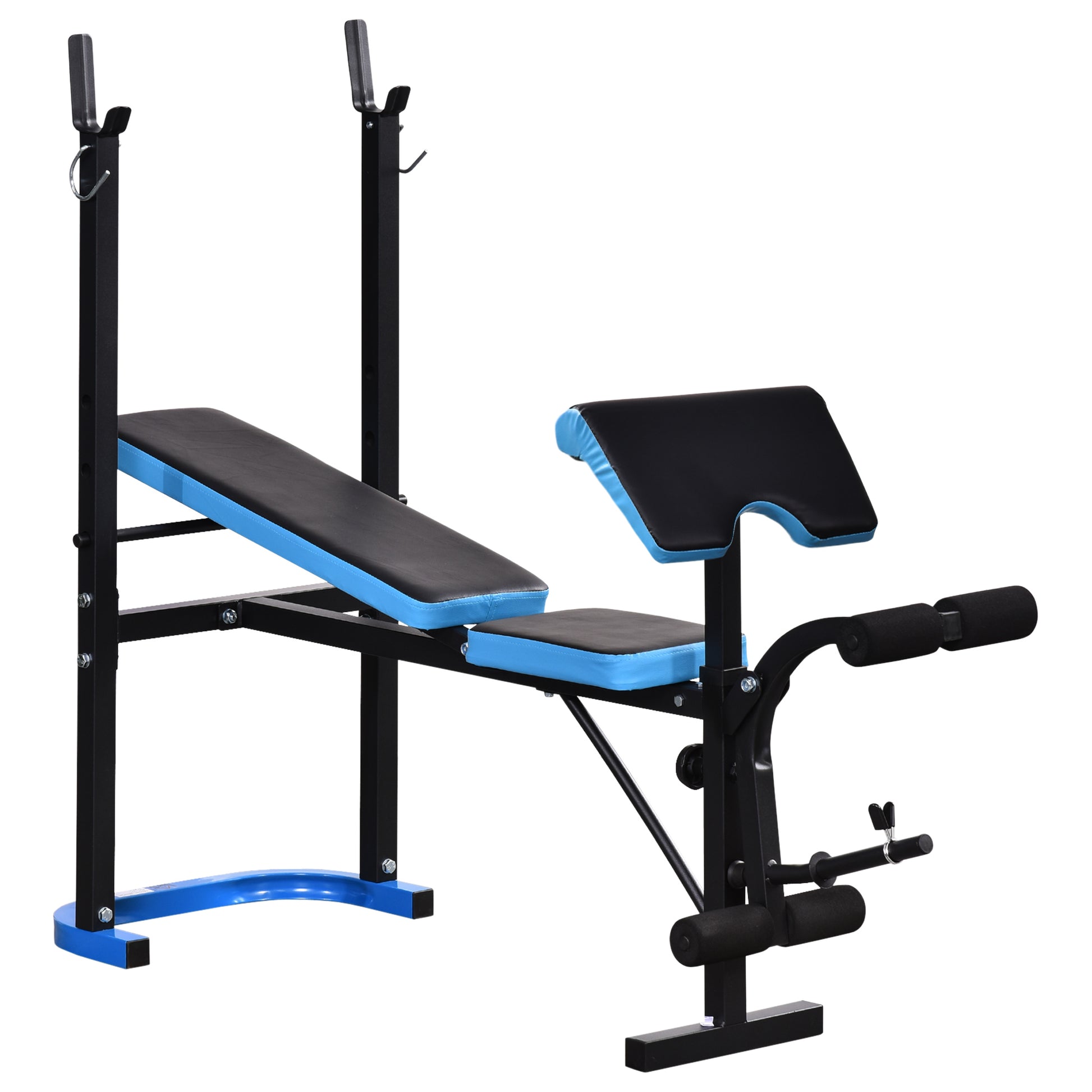 Photo of HOMCOM Adjustable Weight Bench with Leg Developer Barbell Rack for Lifting and Strength Training Multifunctional Workout Station for Home Gym Fitness, Black in Black colour on a white background