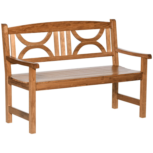 Photo of Outsunny 2-Seater Wooden Garden Bench Outdoor Patio Loveseat for Yard, Lawn, Porch, Natural in Natural colour on a white background