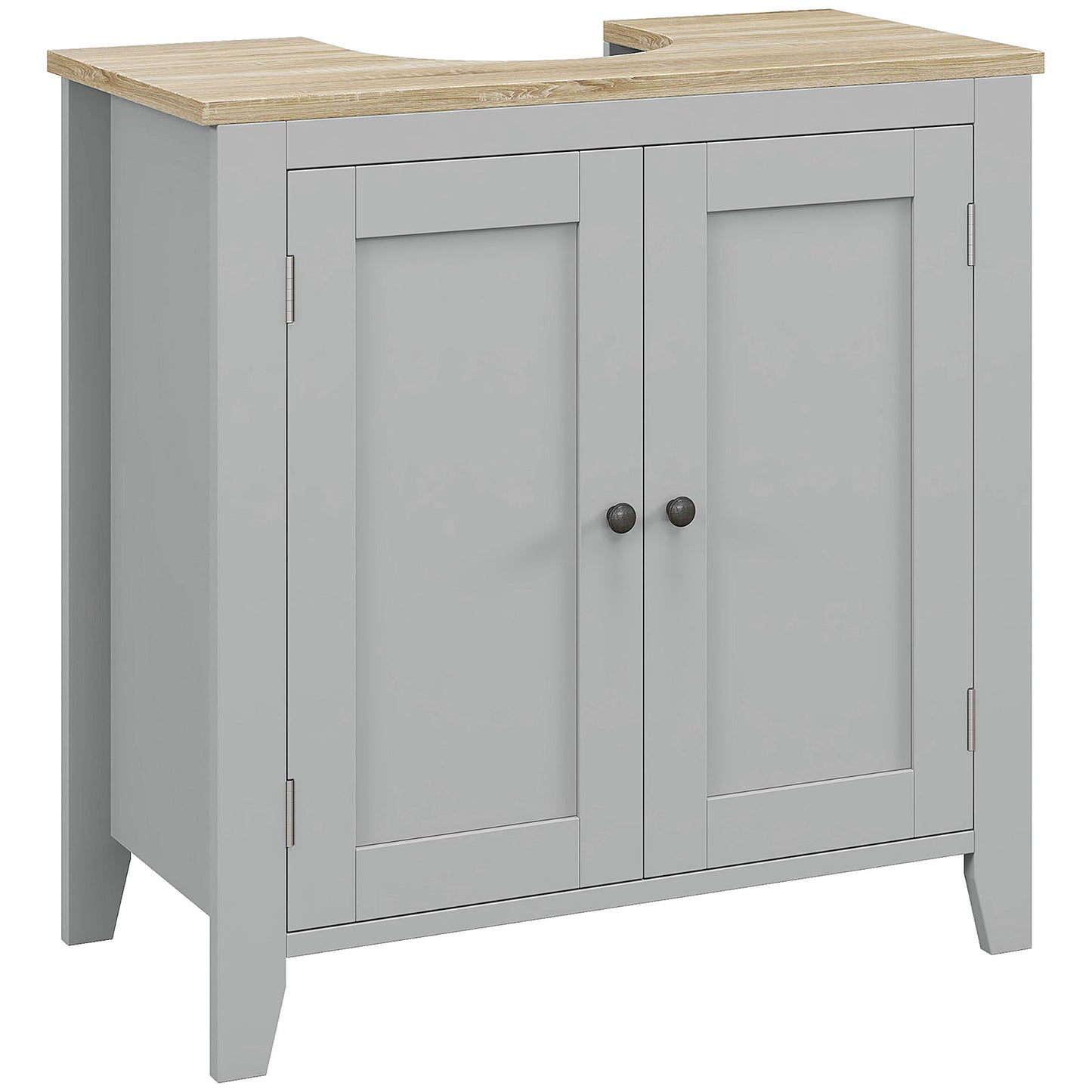 Photo of kleankin Under Sink Cabinet, Bathroom Sink Cabinet with 2 Doors, Pedestal Under Sink Design, Freestanding Bathroom Cupboard with Adjustable Shelf, Grey in Grey colour on a white background