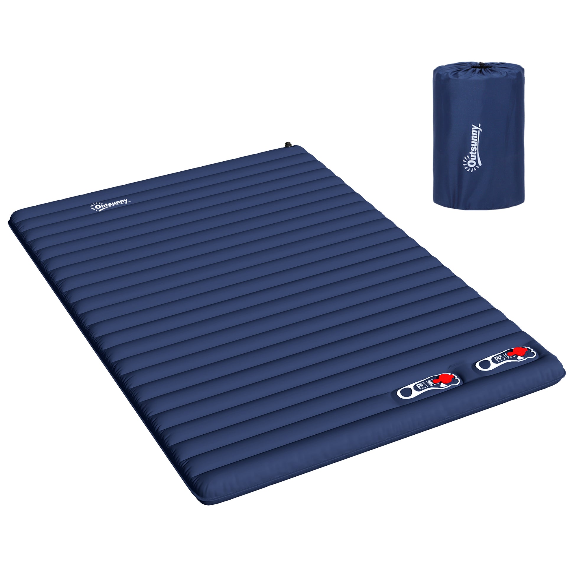 Photo of Outsunny 2 Person Camping Inflatable Mattress - Navy Blue in Blue colour on a white background