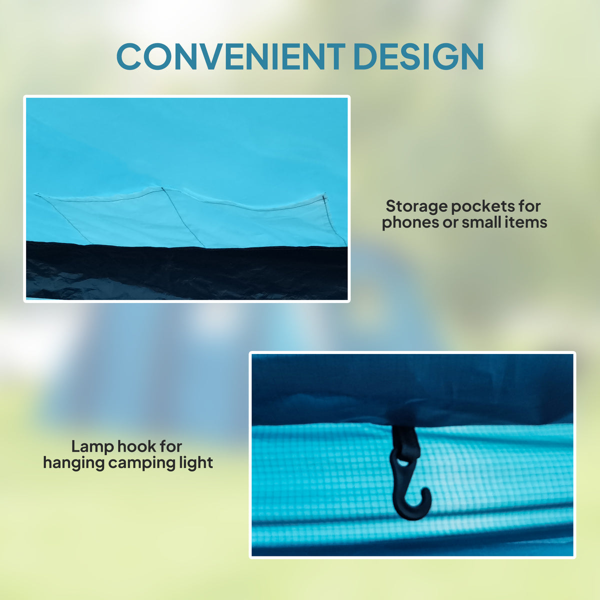 Outsunny Inflatable 3 Man Tunnel Tent w/ Air Pump, Living Area & Vestibule, Waterproof Family Camping Air Tent, Groundsheet, Removable Footprint for Hiking, 440L x 280W x 195Hcm, Blue