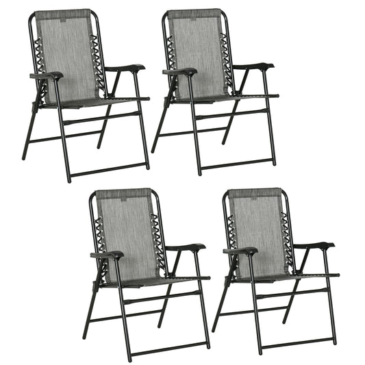 Photo of Outsunny  Pieces Patio Folding Chair Set, Outdoor Portable Loungers for Camping Pool Beach Deck, Lawn Chairs with Armrest Steel Frame, Mixed Grey in Grey colour on a white background