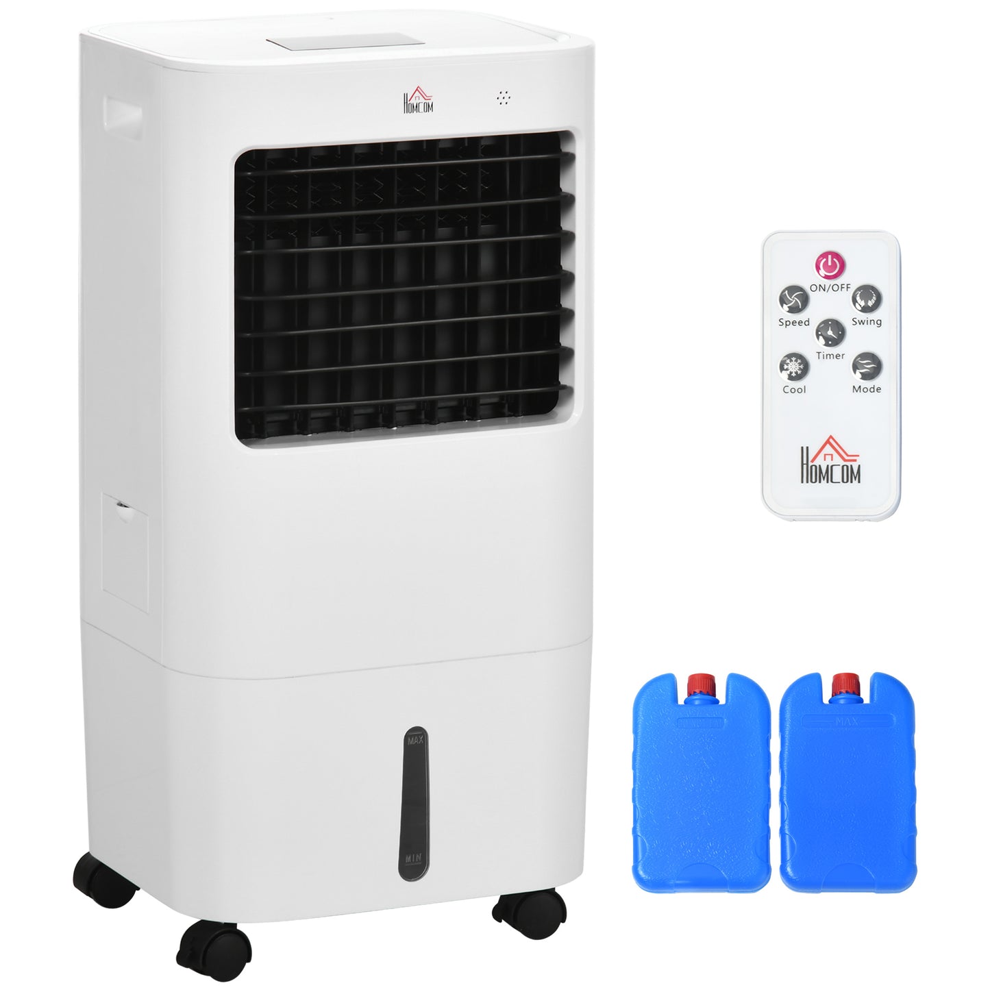 Photo of HOMCOM Air Cooler, Mobile Cooling Fan Humidifier Air Conditioner with 15L Water Tank, Oscillation, Remote, Timer, 32x37x74cm in 32x37x74cm colour on a white background