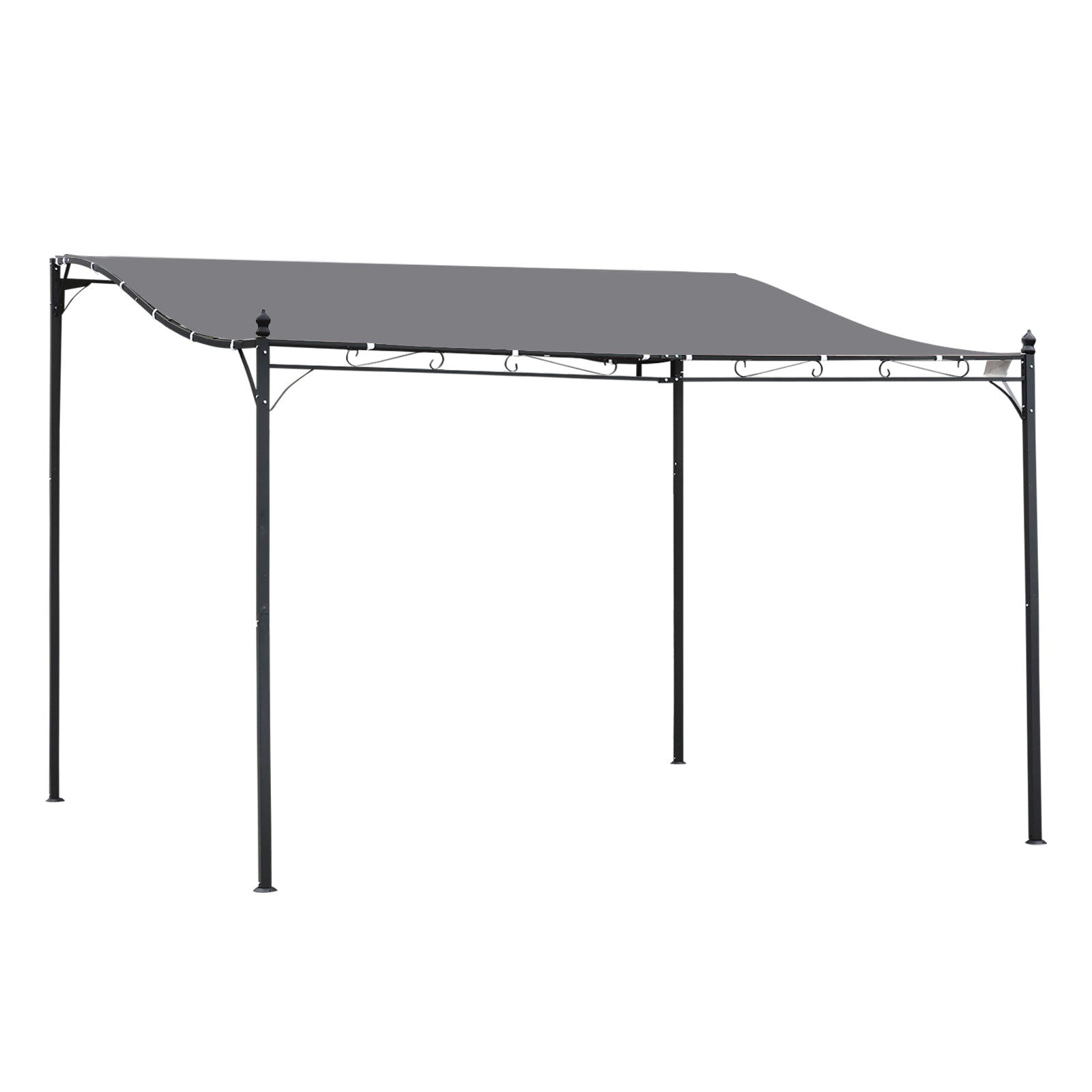 Photo of Outsunny 4 x 3 Meters Canopy Metal Wall Gazebo Awning Garden Marquee Shelter Door Porch - Grey in Grey colour on a white background