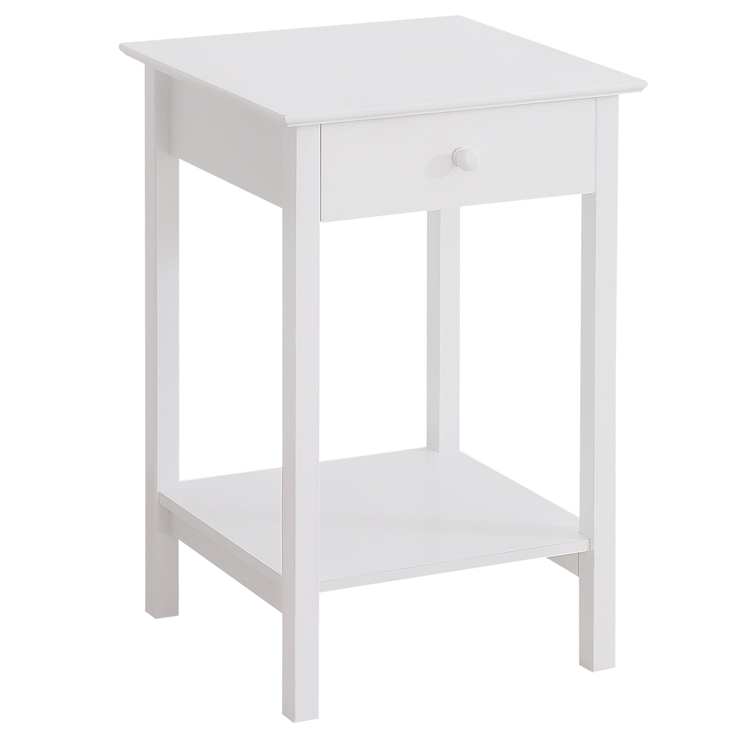Photo of HOMCOM White Bedside Table, Wooden Side Table, Nightstand, Bedside Cabinet with Drawer and Storage Shelf for Bedroom and Living Room in Room colour on a white background