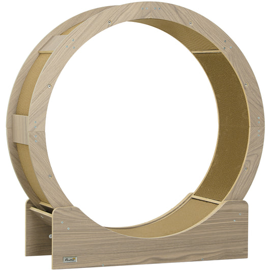 Photo of PawHut Cat Wheel with Brake, Scratching Pads - Walnut Brown in Brown colour on a white background
