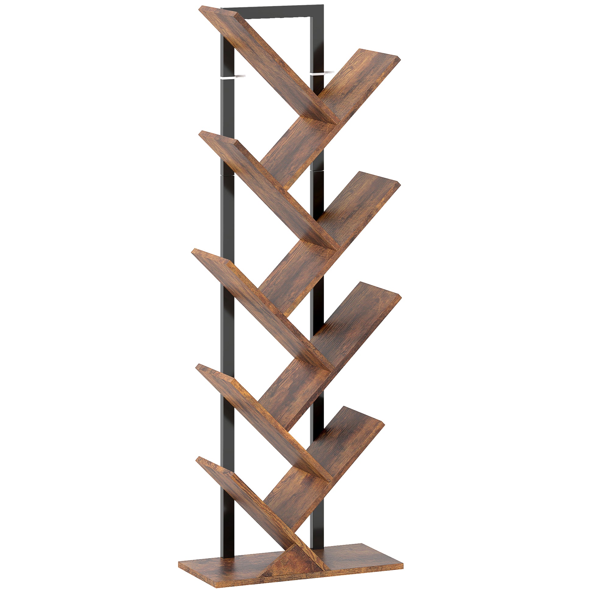 Photo of HOMCOM Eight-Section Tree Bookcase - Wood-Effect in Wood-Effect colour on a white background