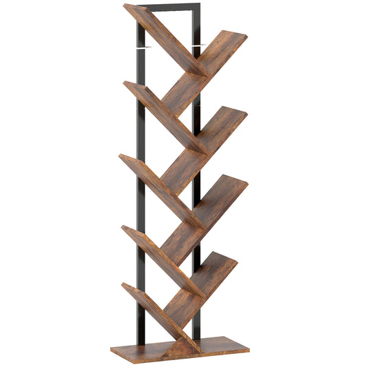 Photo of HOMCOM Eight-Section Tree Bookcase - Wood-Effect in Wood-Effect colour on a white background