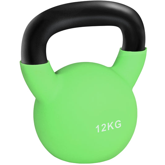 Photo of HOMCOM Kettlebell, 12kg Kettle Bell with Non-Slip Handle for Home Gym Weight Lifting and Strength Training, Green in Green colour on a white background