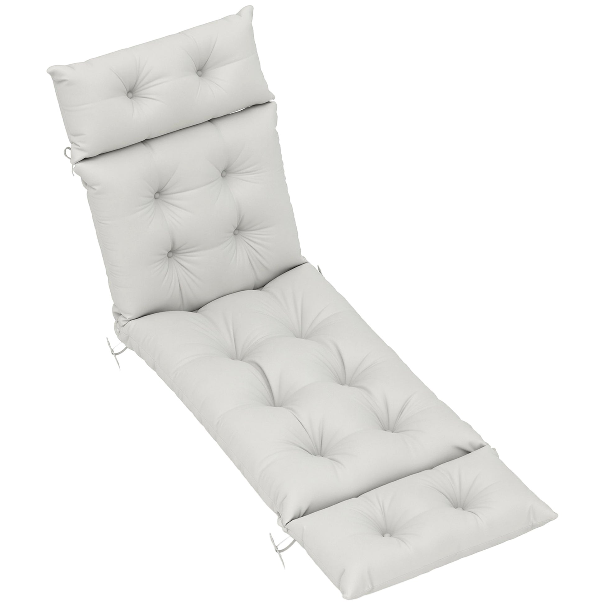 Photo of Outsunny Sun Lounger Cushions Only, 190 x 56 x 10 cm Garden Lounge Chair Cushions, UPF20+ 220gsm Fabric, Thick Sunbed Replacement Pads with 6 Ties, Light Grey in Grey colour on a white background