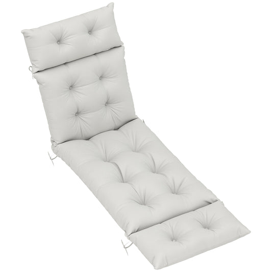 Photo of Outsunny Sun Lounger Cushions Only, 190 x 56 x 10 cm Garden Lounge Chair Cushions, UPF20+ 220gsm Fabric, Thick Sunbed Replacement Pads with 6 Ties, Light Grey in Grey colour on a white background