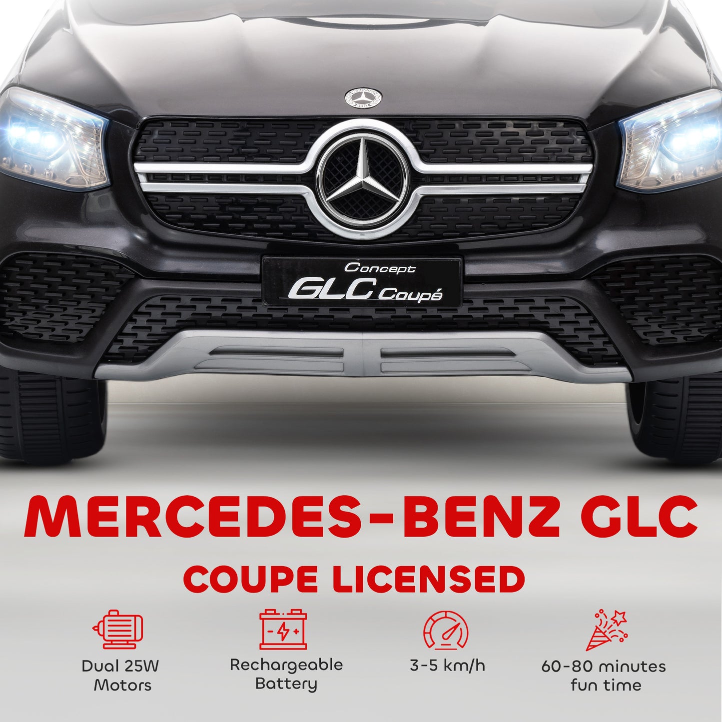 AIYAPLAY Mercedes-Benz GLC Licensed Kids Ride on Car with Remote Control, Soft Start, MP3, LED Headlights, Black