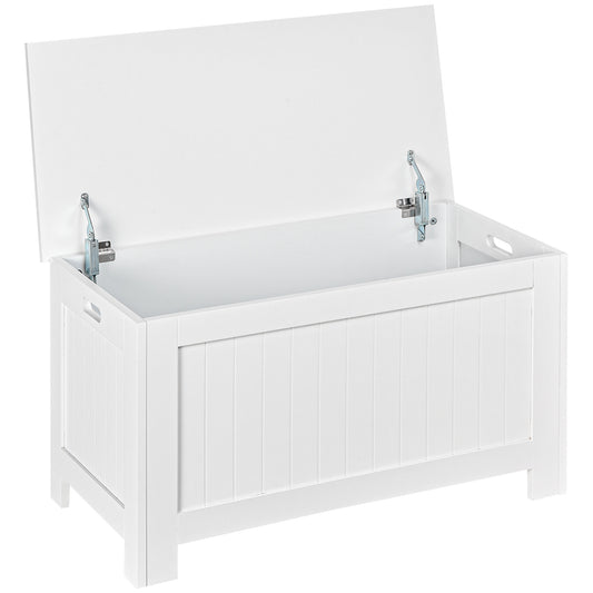 Photo of HOMCOM Lift Top Storage Chest Toy Box Organizer with Lid and Safety Hinges for Bedroom Entryway Living Room - White in White colour on a white background