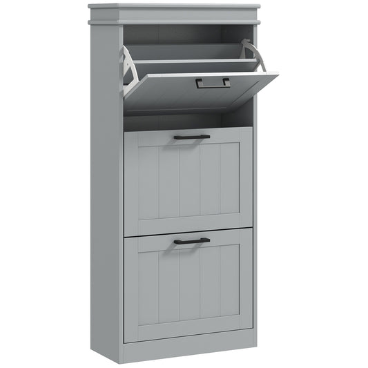 Photo of HOMCOM Three-Drawer Minimalistic Shoe Cabinet - Grey in Grey colour on a white background