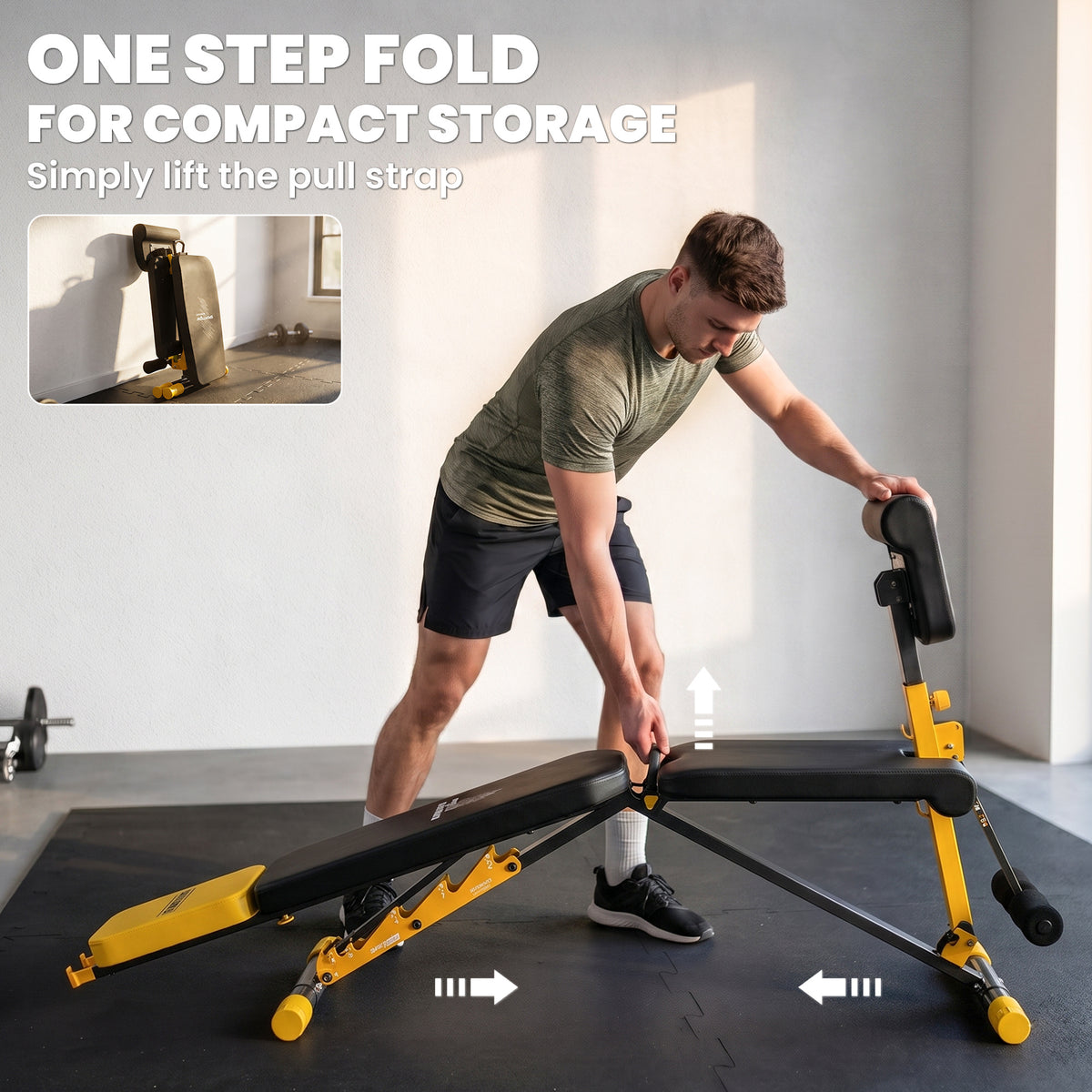 SPORTNOW Adjustable Weight Bench for Home Gym, 300kg Incline Decline Flat Foldable Bench Press with 6 Backrest Positions, Yellow