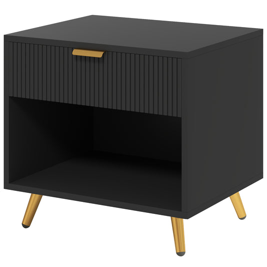 Photo of HOMCOM Elegant Bedside Table, with Drawer and Shelf - Black/Gold Tone in Tone colour on a white background