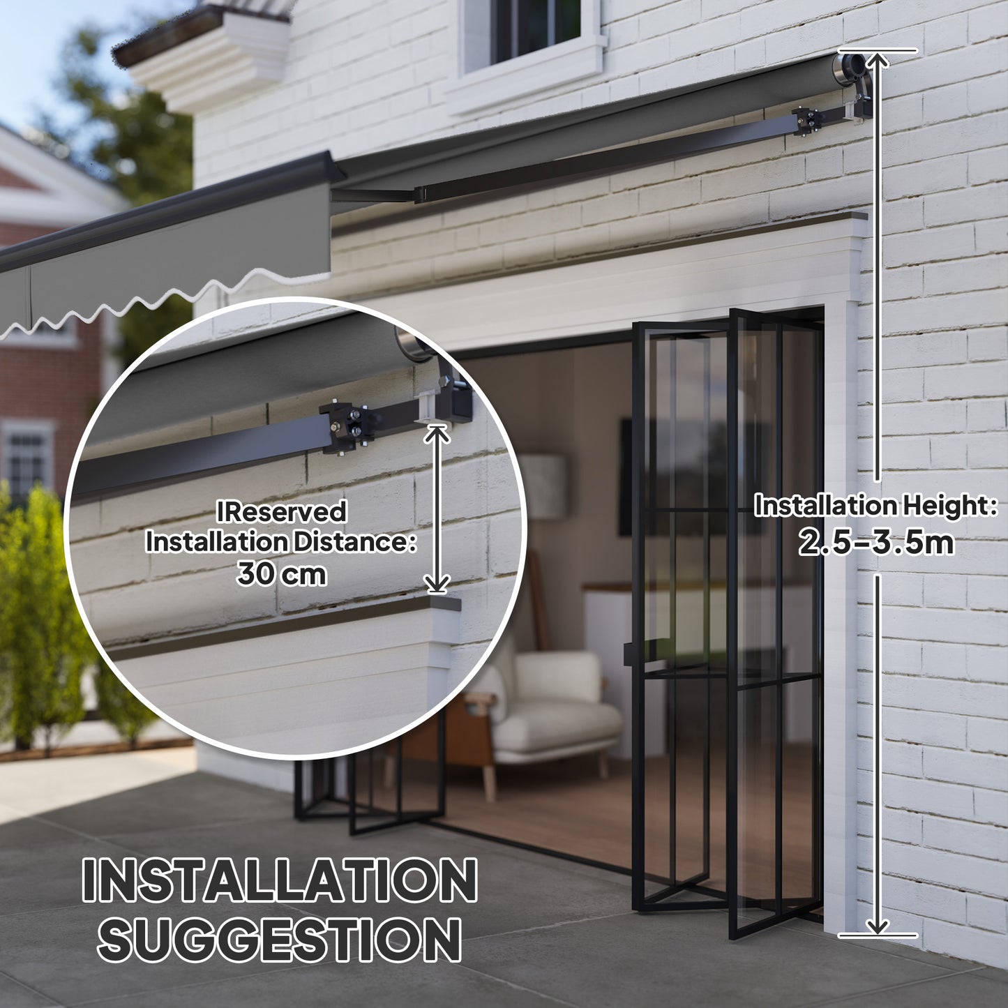 Outsunny 3.5 x 3m Electric/Manual Awning, with Remote - Dark Grey