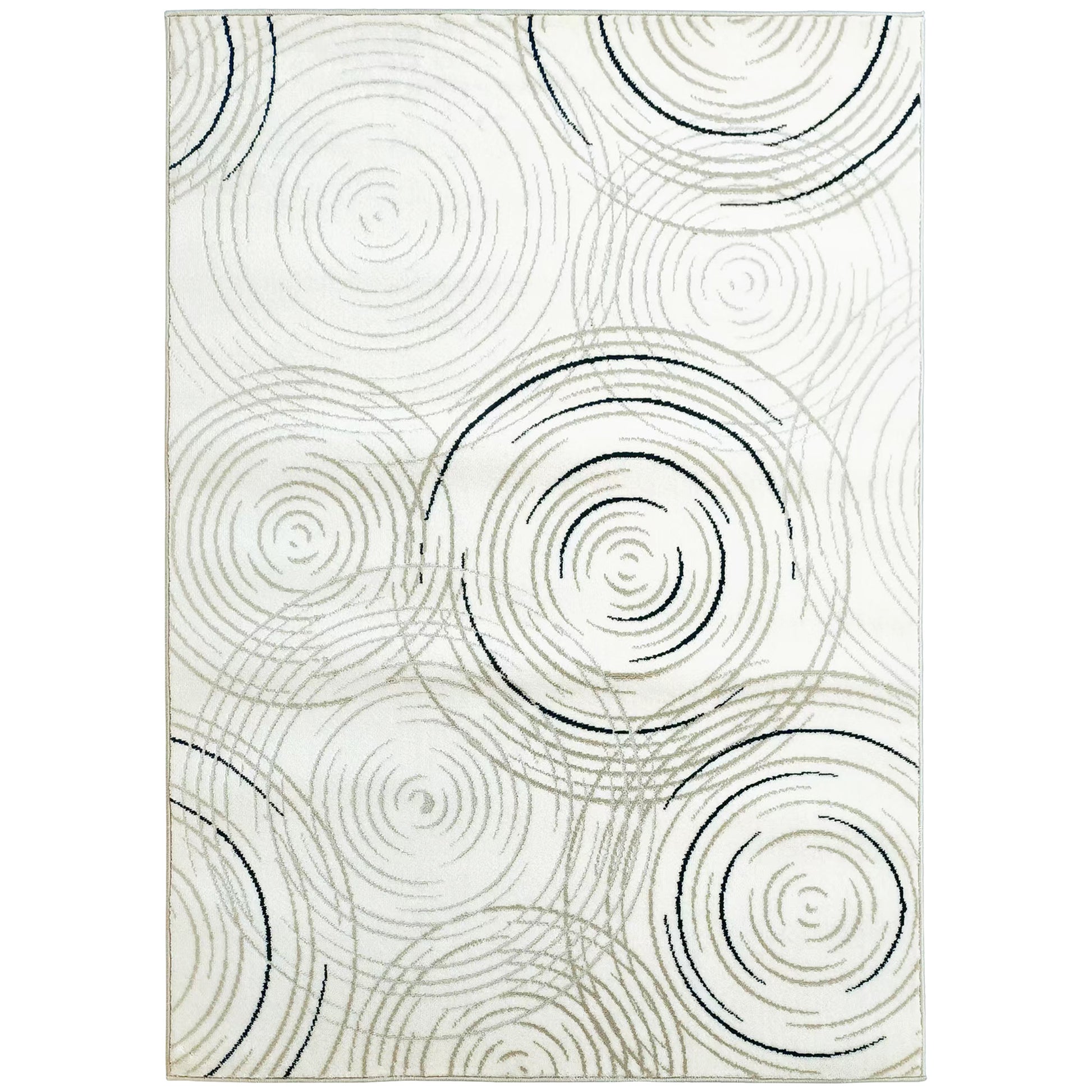 Photo of HOMCOM Modern Area Rug, Swirl Pattern Machine Washable Rug, Allergy-Friendly Floor Carpet for Living Room, Bedroom, Dining Room, Home Office, 170 x 120 cm, Cream White in White colour on a white background