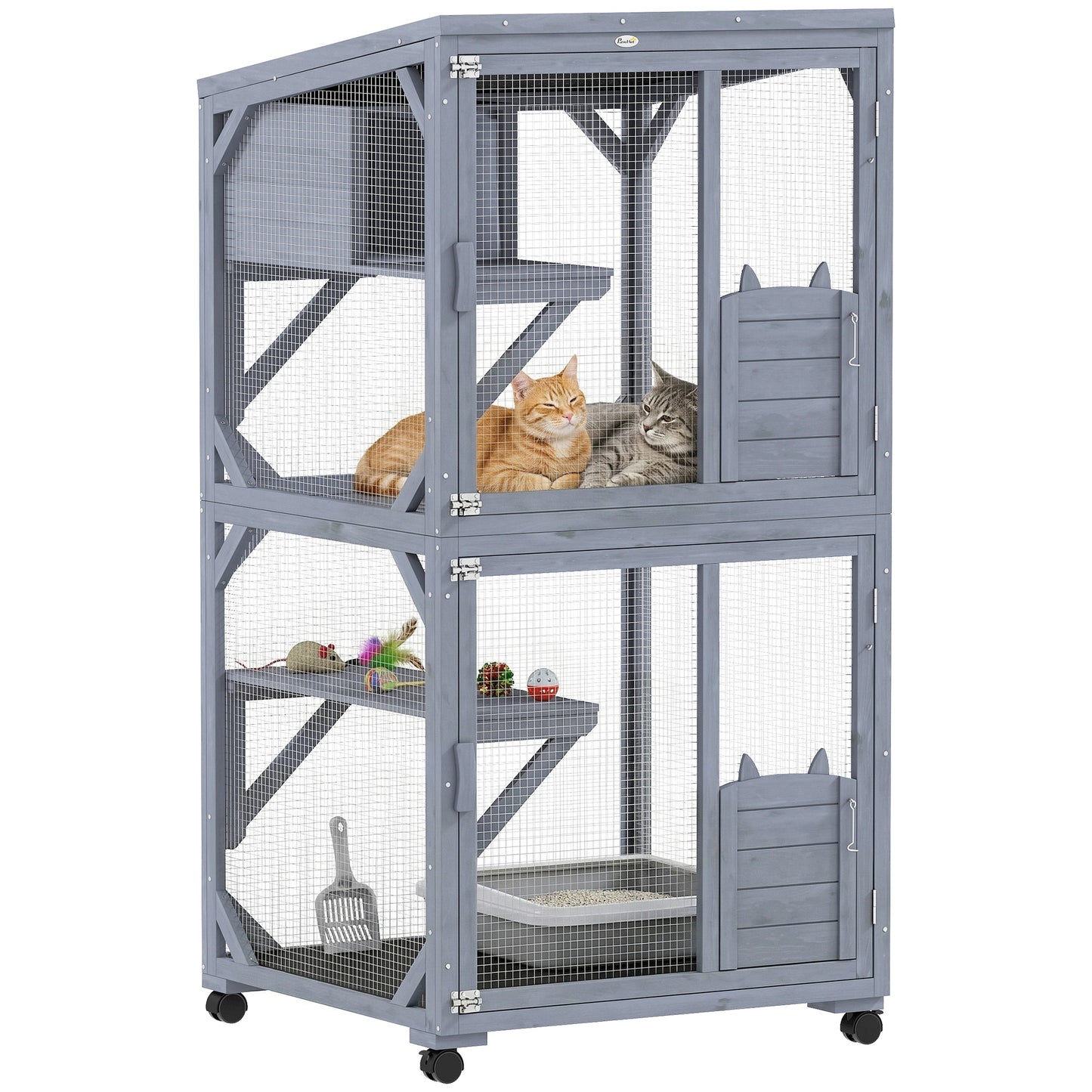 Photo of PawHut Movable Outdoor Catio with Resting Box, 3 Jumping Platforms, Waterproof Asphalt Roof for Outdoor Indoor in Indoor colour on a white background