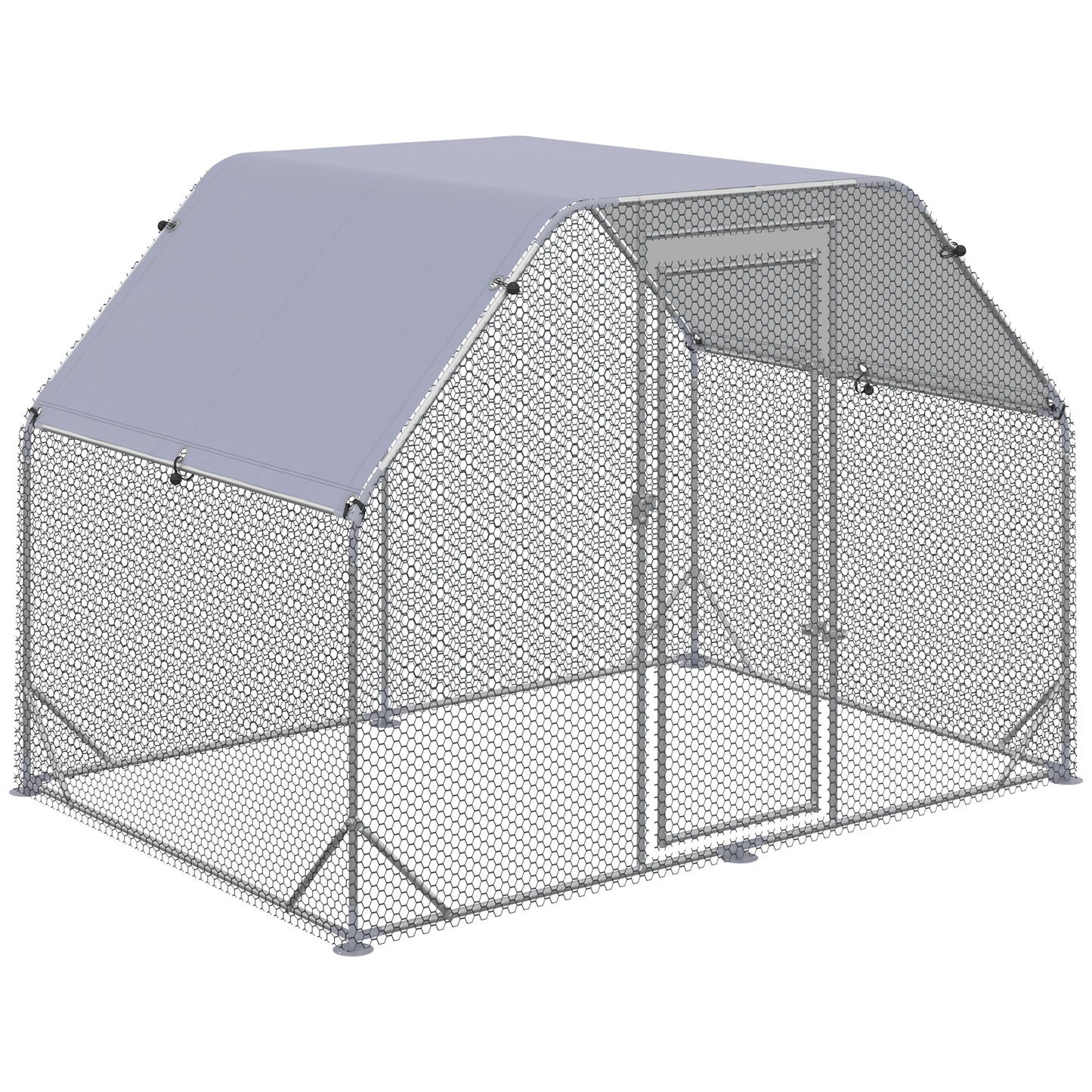 Photo of PawHut Walk in Chicken Run Chicken Coop Hen House Outdoor with Roof for 4-6 Chickens, 280 x 190 x 195cm in 195cm colour on a white background