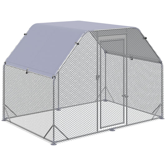 Photo of PawHut Walk in Chicken Run Chicken Coop Hen House Outdoor with Roof for 4-6 Chickens, 280 x 190 x 195cm in 195cm colour on a white background