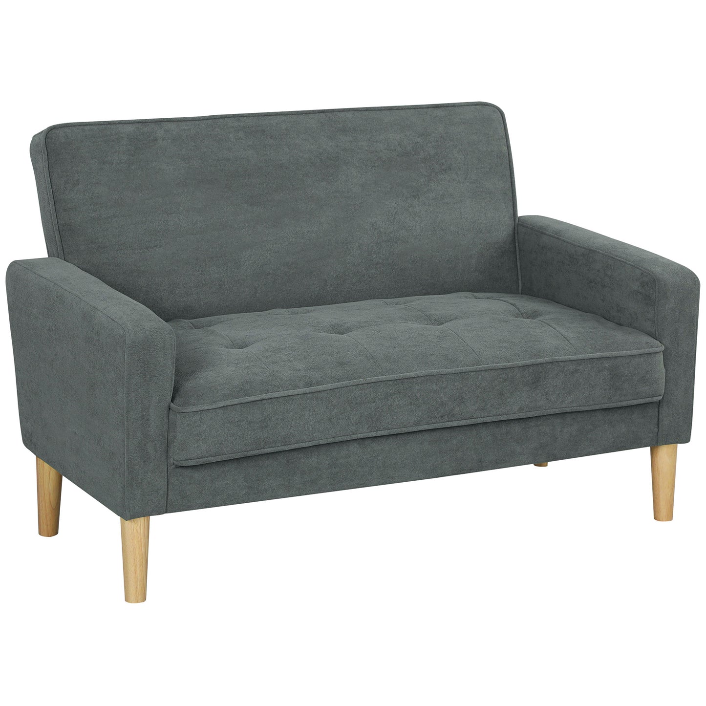Photo of HOMCOM Two-Seater Velvet-Feel Sofa - Grey in Grey colour on a white background
