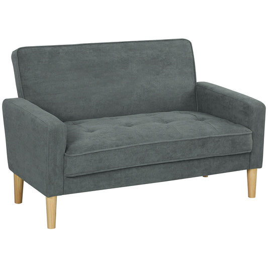 Photo of HOMCOM Two-Seater Velvet-Feel Sofa - Grey in Grey colour on a white background
