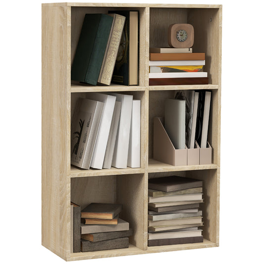 Photo of HOMCOM Six-Cube Bookcase - Oak Wood Effect in Effect colour on a white background