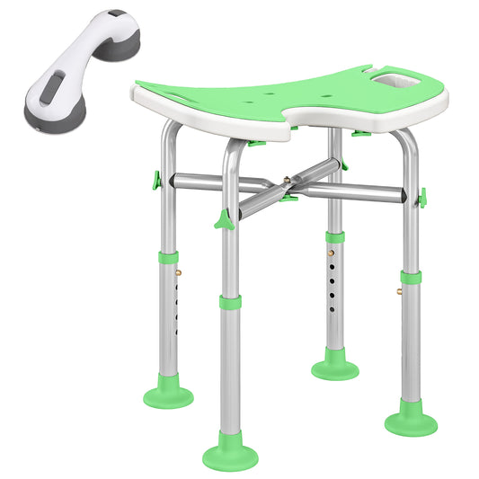 Photo of HOMCOM 39-51.5cm 'U' Seat Padded Shower Stool - Green in Green colour on a white background