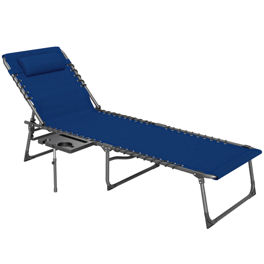 Photo of Outsunny Five-Position Reclining Sun Lounger - Dark Blue in Blue colour on a white background