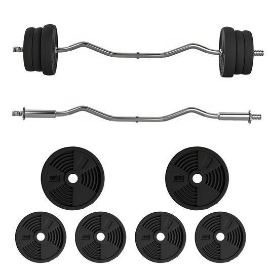 Photo of SPORTNOW 25kg Barbell Set, Adjustable Weights with Curl bar and Non-Slip Handle, for Women and Men Weight Lifting Training in Training colour on a white background