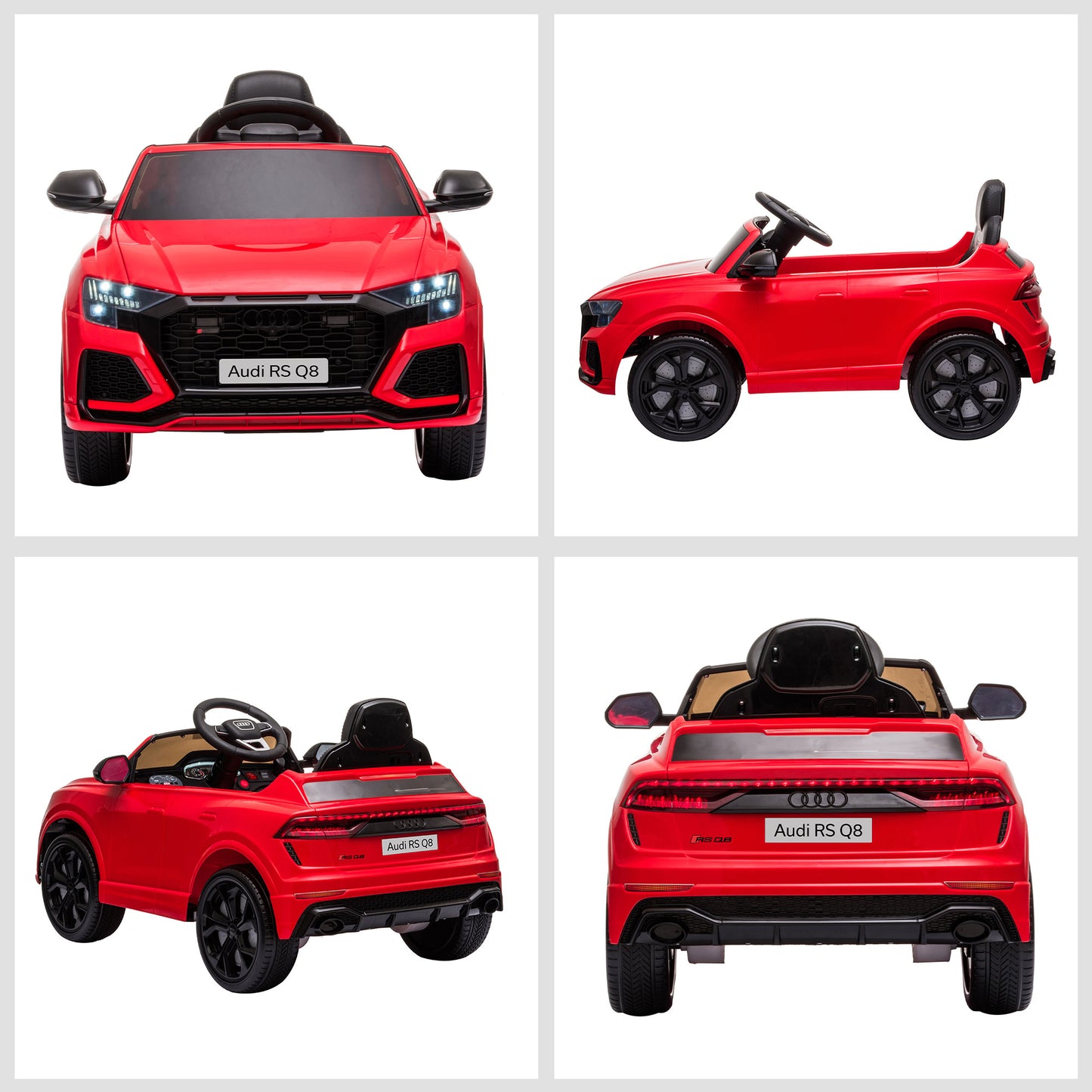 HOMCOM Audi RS Q8 Licensed Electric Car for Kids, 6V Kids' Electric Ride on with Remote Control, 7Ah Big Battery, Lights Bluetooth, Music USB, for 3-5 Years Old, Red