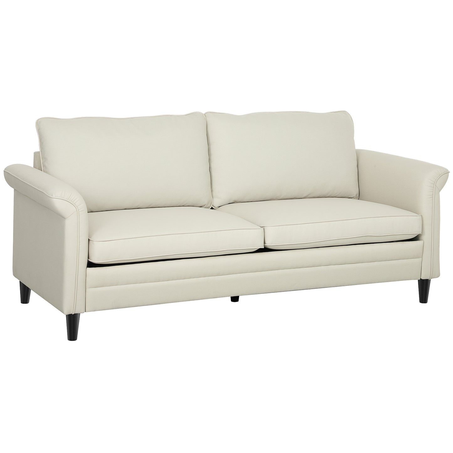 Photo of HOMCOM 3 Seater Sofa, Modern Fabric Sofa Couch with Spring Cushion, Rubber Wood Legs, 191cm Upholstered Settee for Living Room, Bedroom, Home Office, Guest Room, Cream White in White colour on a white background